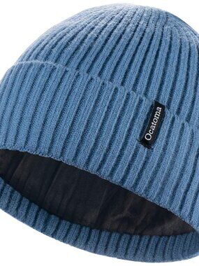 Unisex Light Blue Warm Knit Winter Pull-On Cuffed Beanie Classic Ski Skull Cap